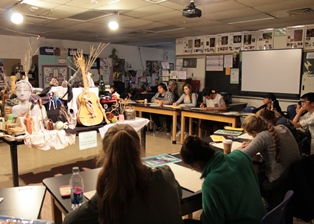 Students in art class